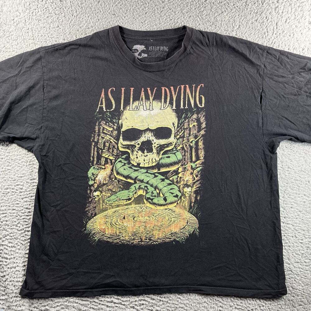 As I Lay Dying Shirt XXL Metal 2012 Summer Tour Snake Skull Band Tee Metalcore